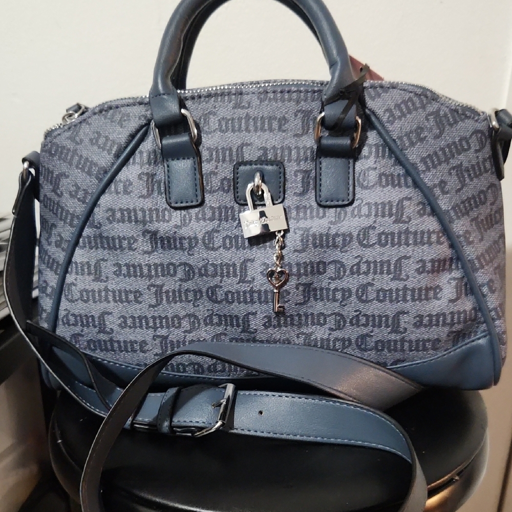 Juicy Couture Blue Satchel with Signature Padlock